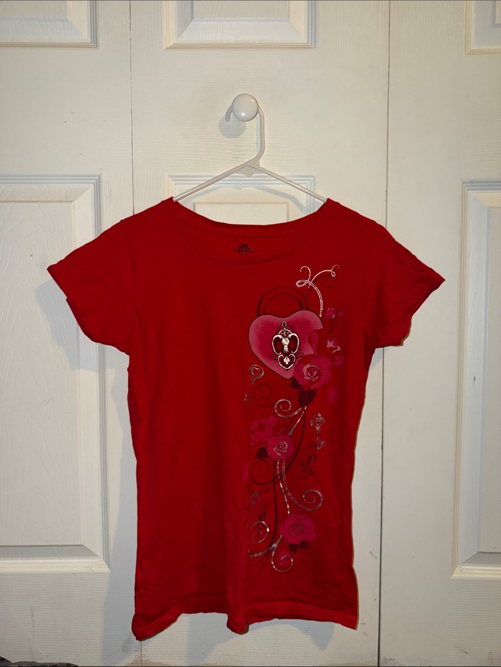 Red Heart & Floral Graphic Tee